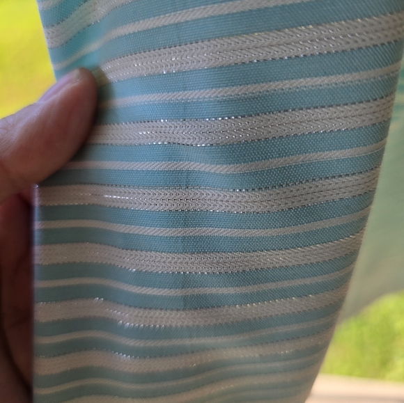 Eva Franco Light Blue & White Striped A-Line Midi Dress Sleeveless V-Neck - Picture 3 of 3